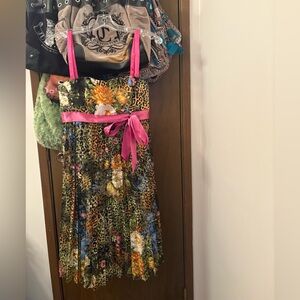 Floral Leopard Print Designer Dress with Pink Accents - Bellagio